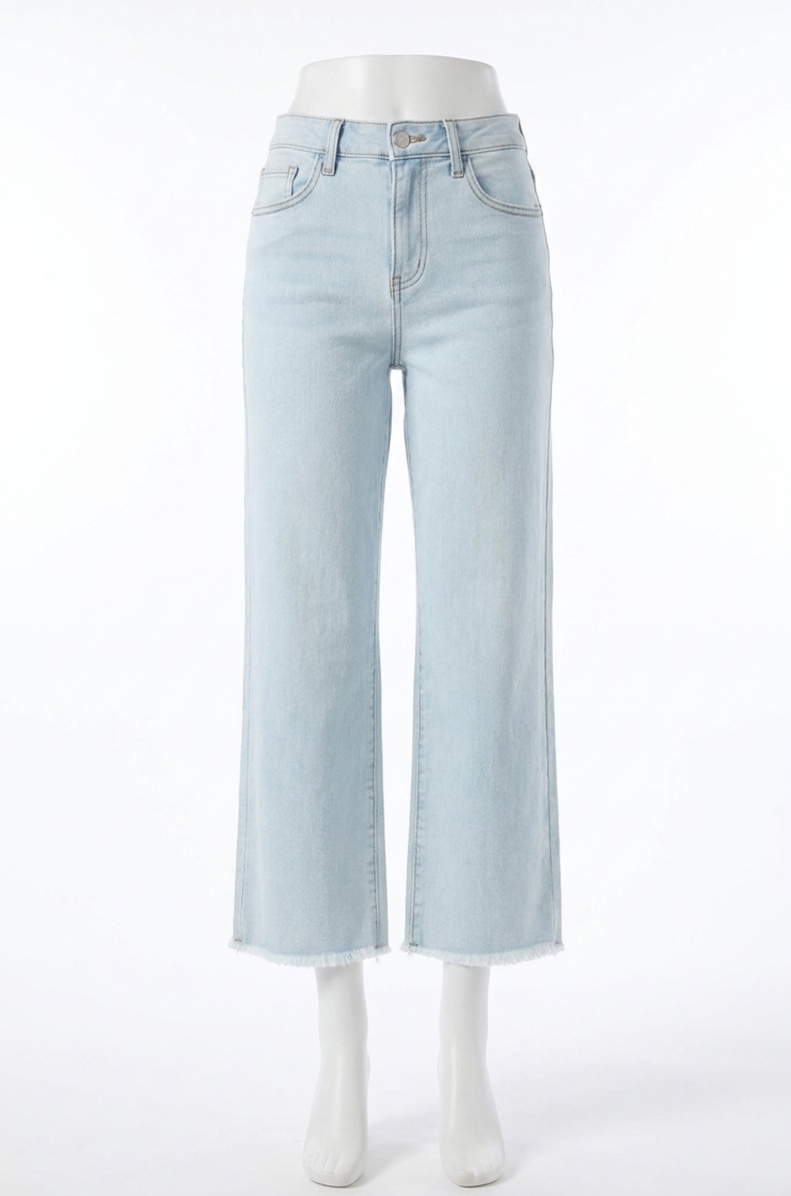 NEW DEAR JOHN DENIM holly high rise raw hem cropped jeans in bubble bath